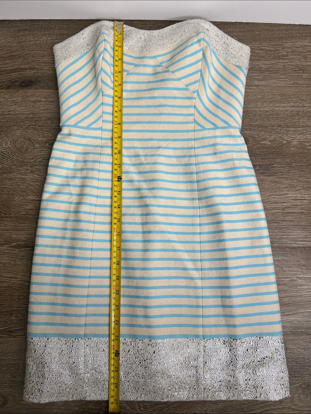 Lilly Pulitzer Remi Strapless Dress Blue Horizon Bayview Stripe Metallic NWT - Picture 14 of 16